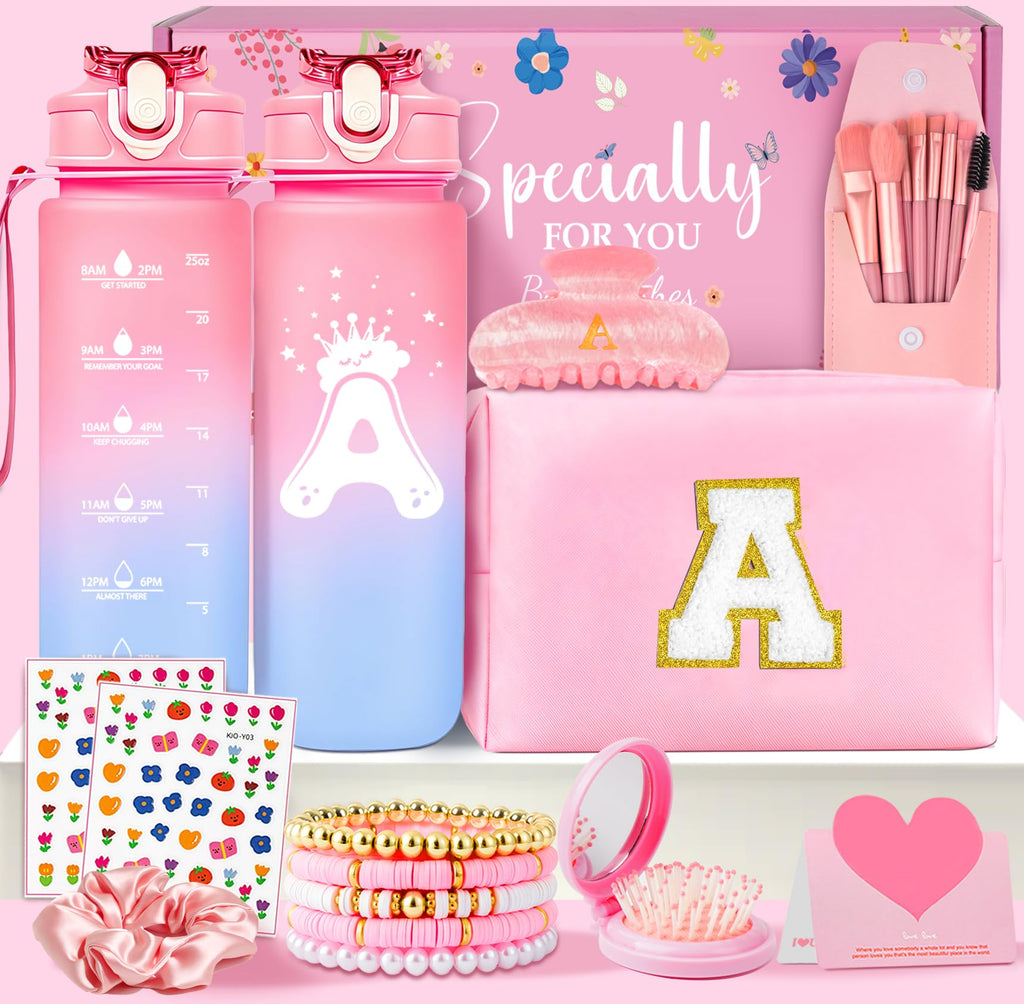 Awfrky Initial Makeup Bag Gift Set for Girls | Personalized Monogram Accessories