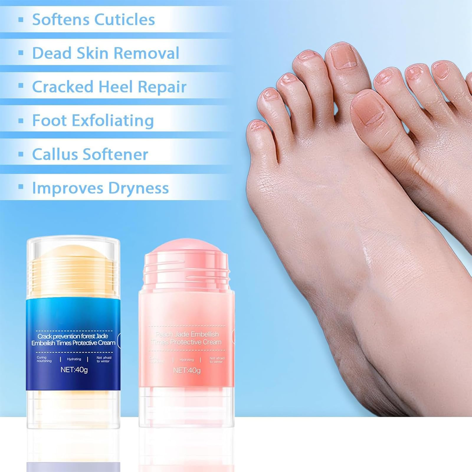 Awjsde Crack Feet Prevention Stick – Foot Care Cream for Dry, Cracked Heels (Blue + Pink)