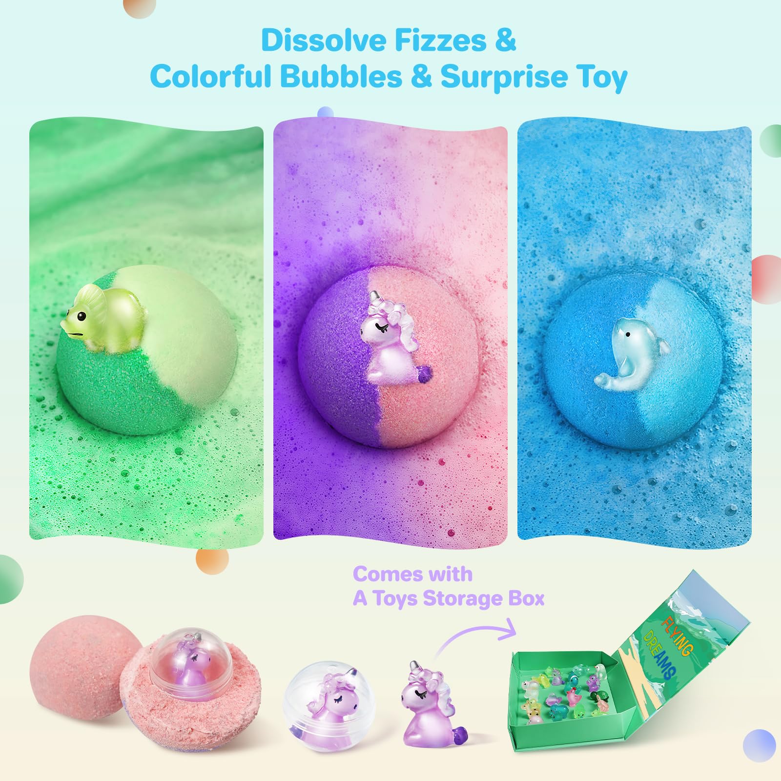 AWKUWA Kids Bath Bombs with Glow-in-the-Dark Toys — 24 Pack