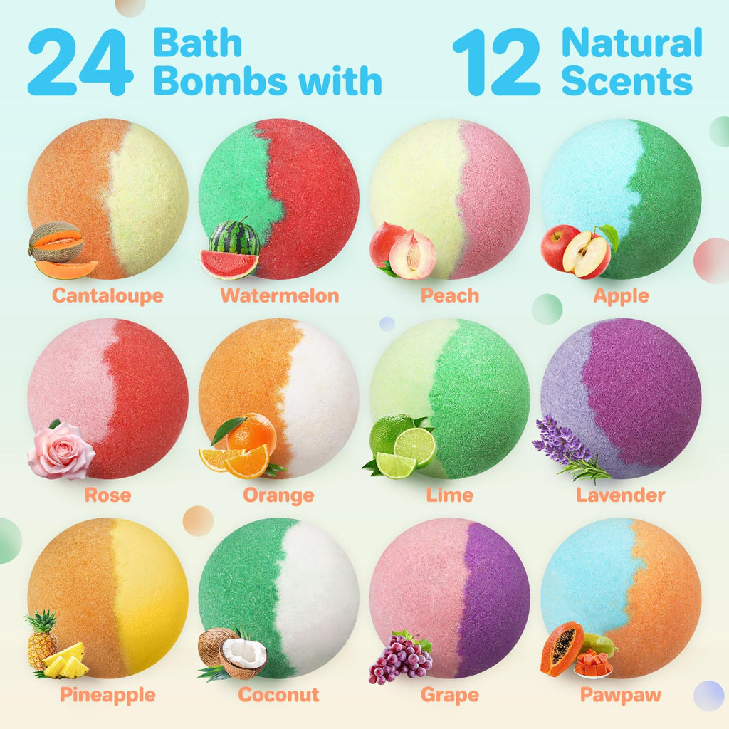 AWKUWA Kids Bath Bombs with Glow-in-the-Dark Toys — 24 Pack