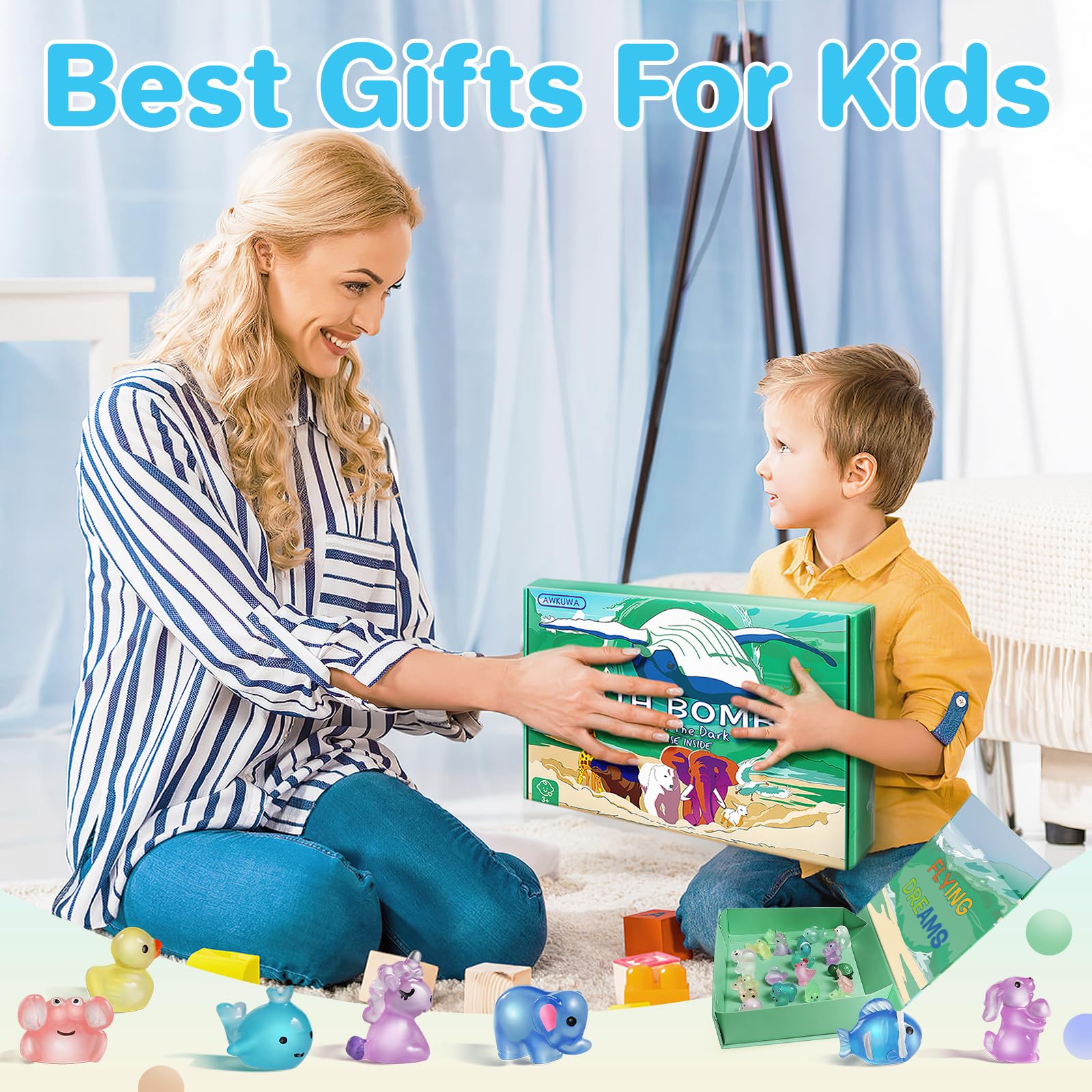 AWKUWA Kids Bath Bombs with Glow-in-the-Dark Toys — 24 Pack