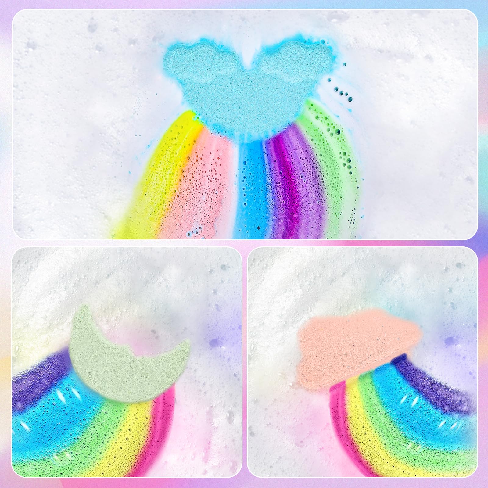 AWKUWA Rainbow Bath Bombs for Kids – 9 Handmade Organic Bath Bombs