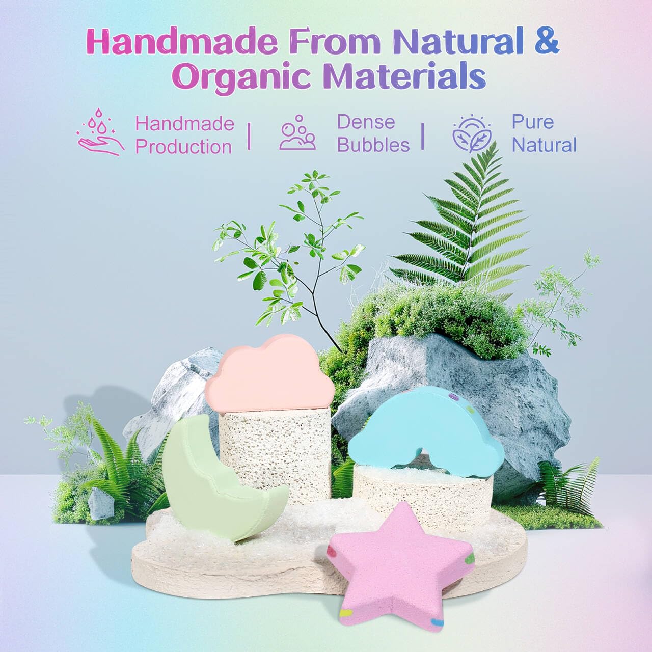 AWKUWA Rainbow Bath Bombs for Kids – 9 Handmade Organic Bath Bombs