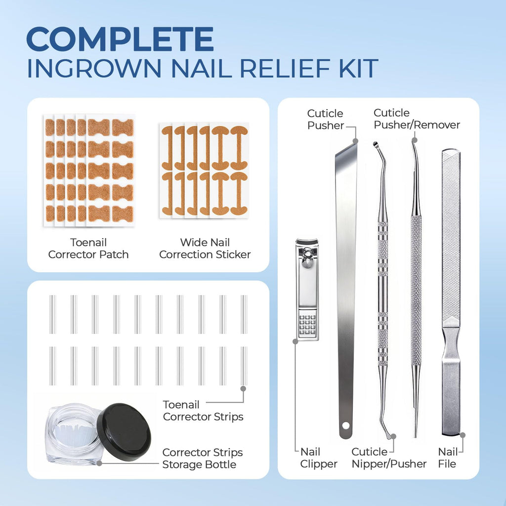awrose Ingrown Toenail Corrector Set with Correction Strips | At-Home Pedicure Kit for Men & Women