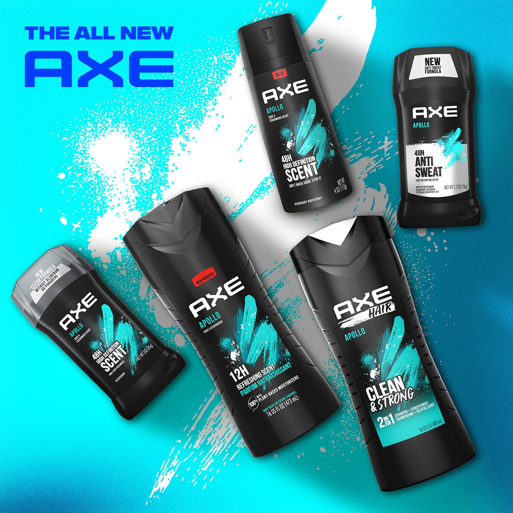 AXE Apollo Body Spray Deodorant for Men – Sage & Cedarwood, Aluminum-Free, 4 oz (4 Count)