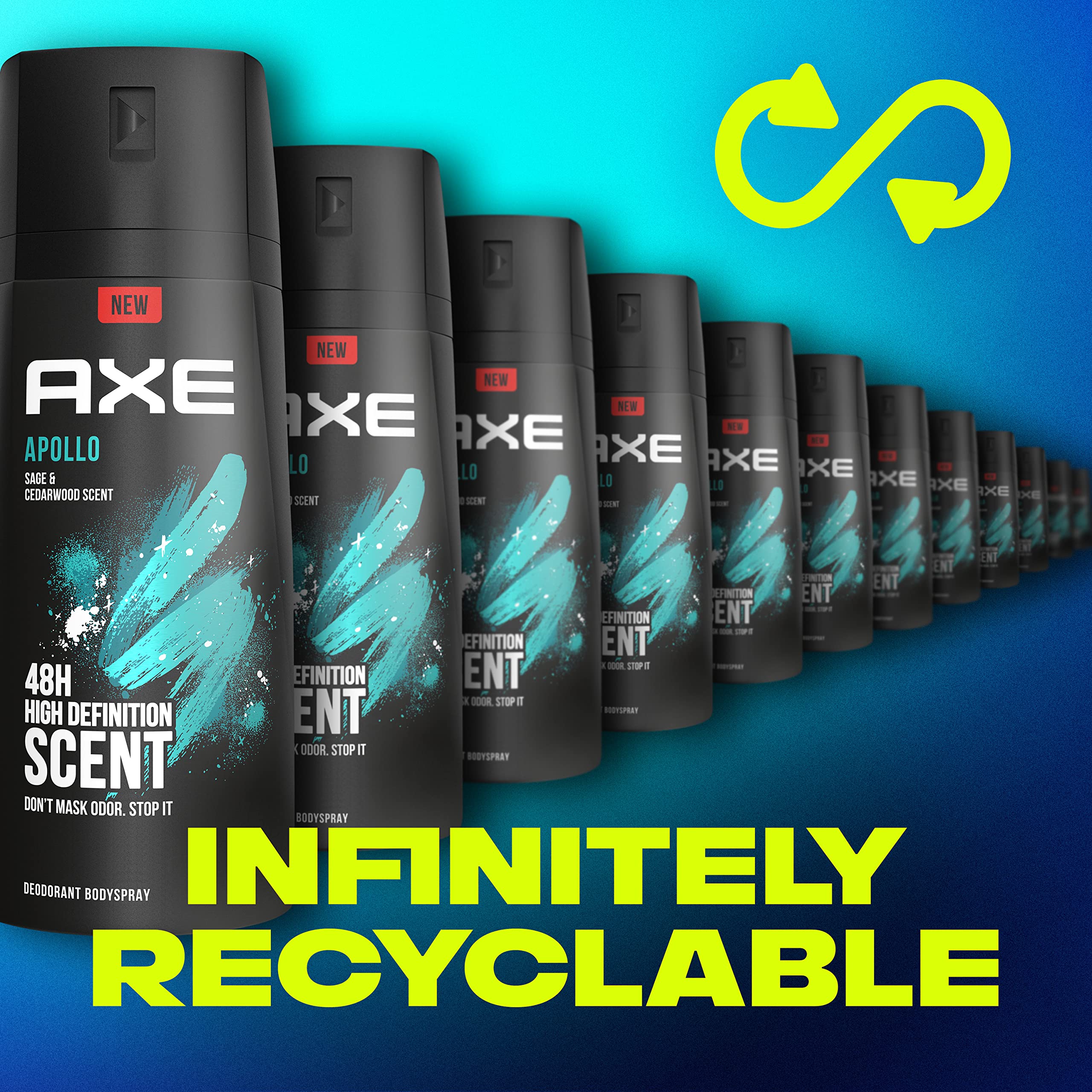 AXE Apollo Body Spray Deodorant for Men – Sage & Cedarwood, Aluminum-Free, 4 oz (4 Count)