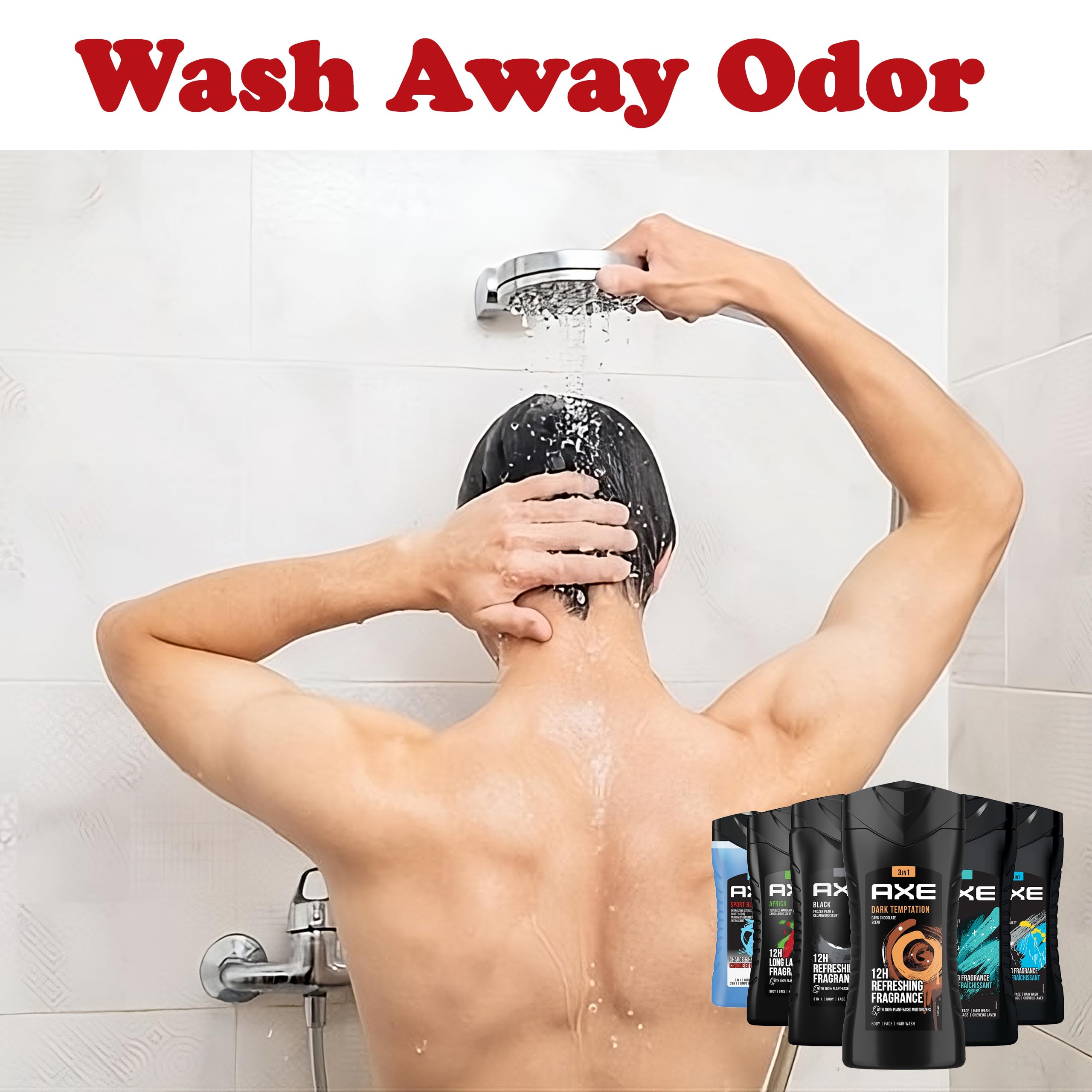 AXE Men's Body Wash Variety Set — 6 Pack, 8.5 oz Each, 3-in-1 Body, Face & Hair Wash
