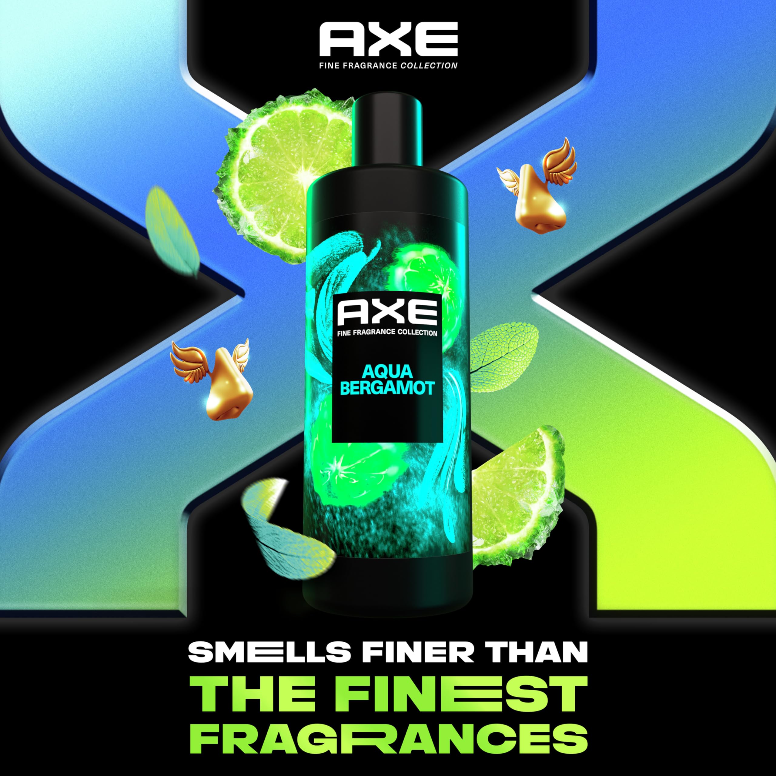 AXE Fine Fragrance Aqua Bergamot Body Wash for Men – 18 oz, 12H Freshness