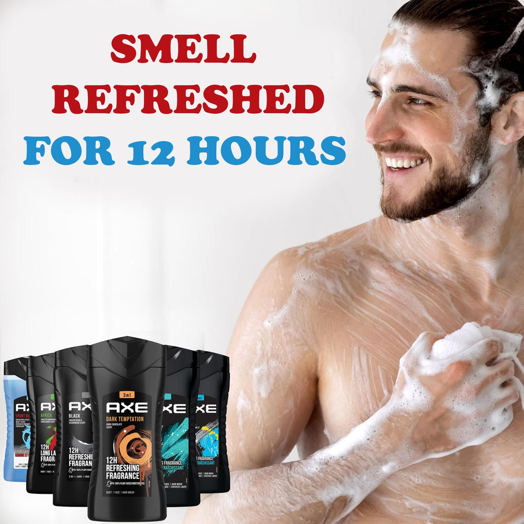 AXE Men's Body Wash Variety Set — 6 Pack, 8.5 oz Each, 3-in-1 Body, Face & Hair Wash