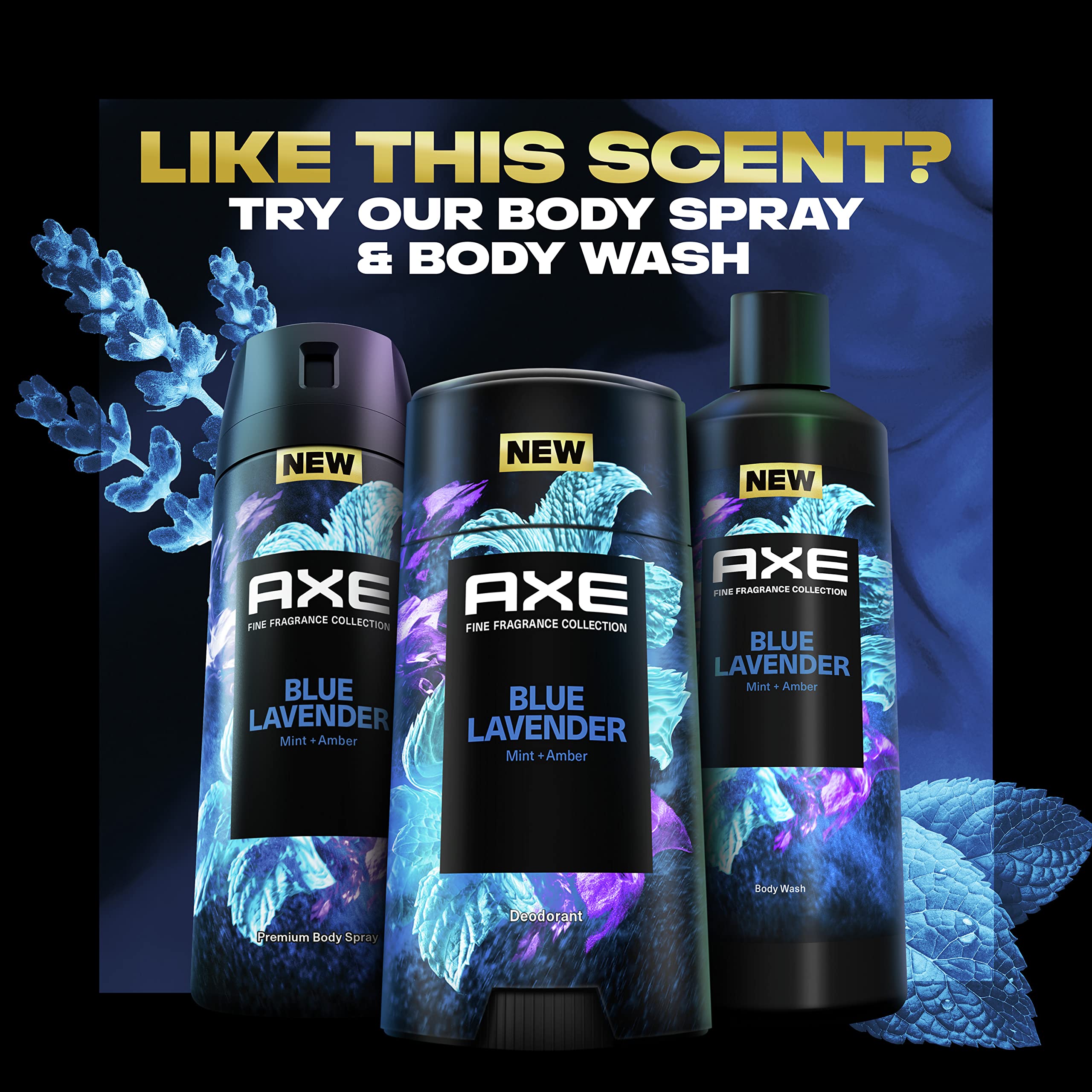 AXE Fine Fragrance Collection Blue Lavender Deodorant Stick – 4 Count, 48H Freshness