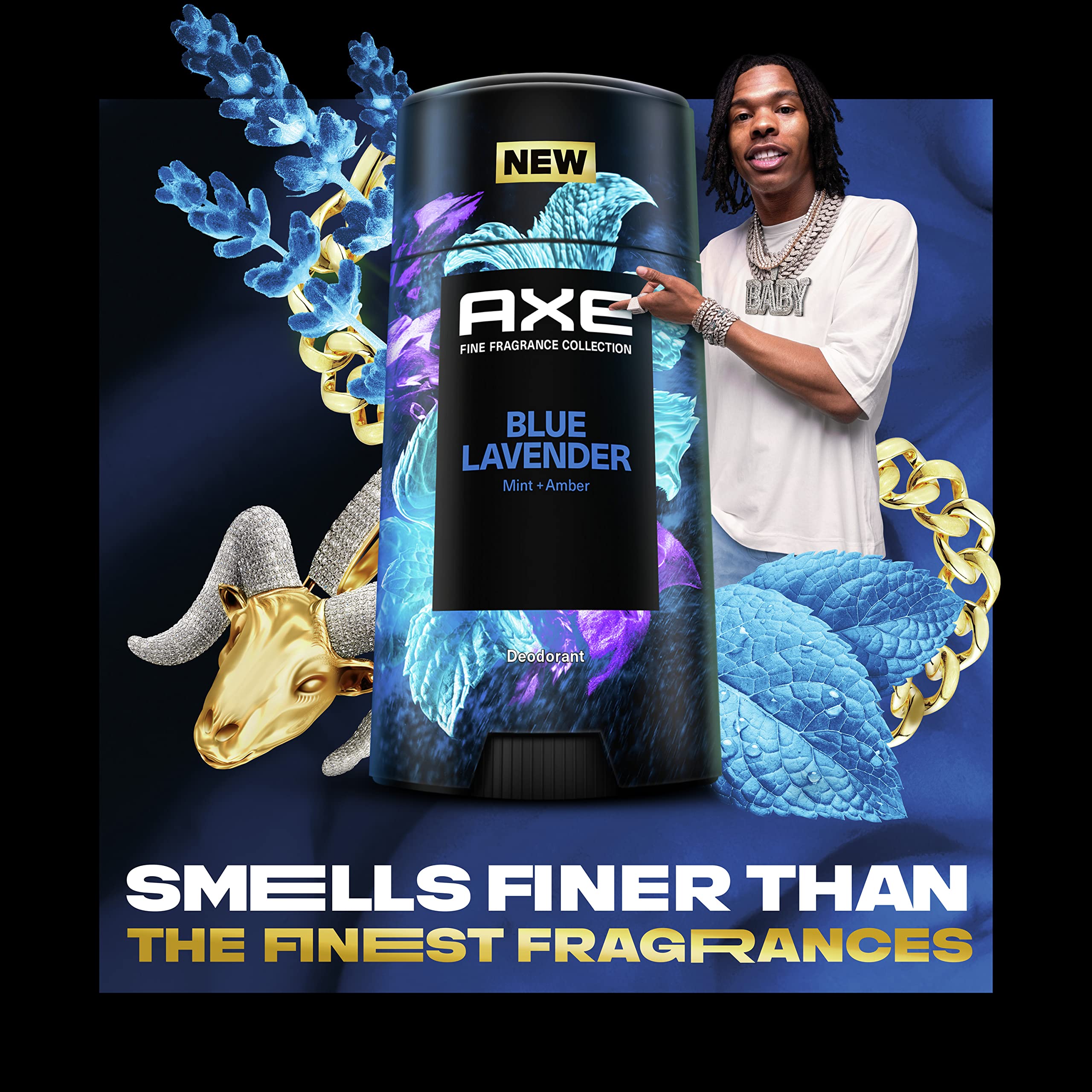 AXE Fine Fragrance Collection Blue Lavender Deodorant Stick – 4 Count, 48H Freshness