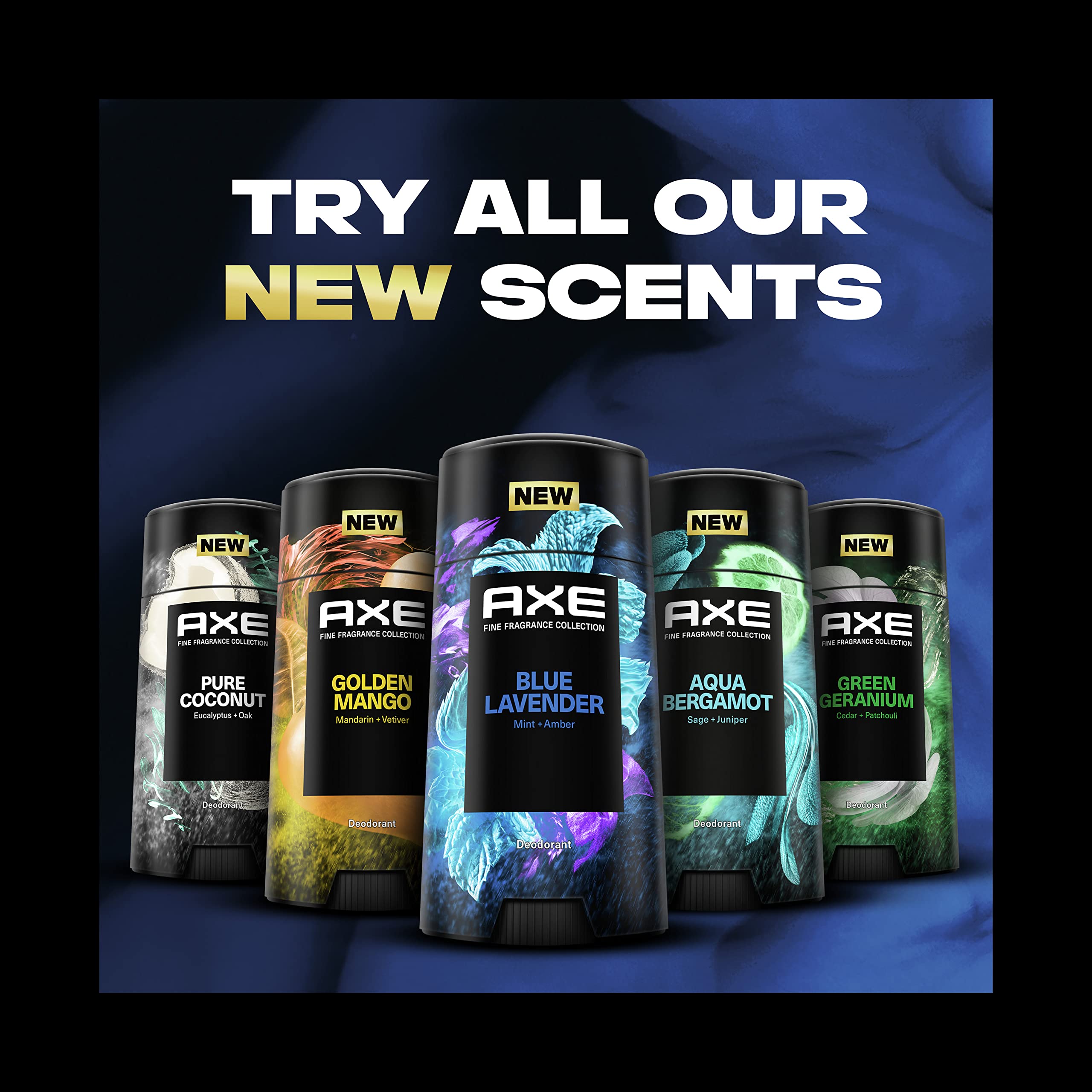 AXE Fine Fragrance Collection Blue Lavender Deodorant Stick – 4 Count, 48H Freshness