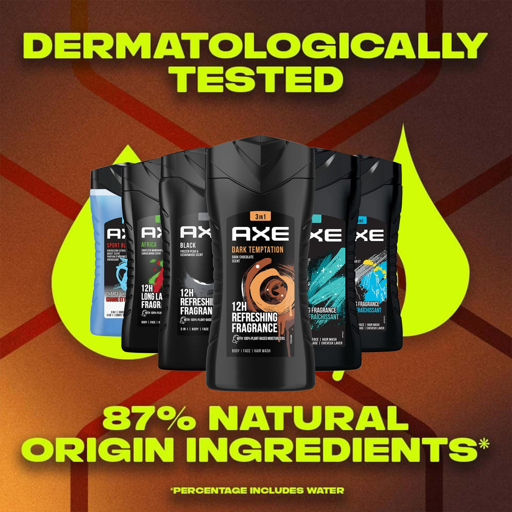 AXE Men's Body Wash Variety Set — 6 Pack, 8.5 oz Each, 3-in-1 Body, Face & Hair Wash
