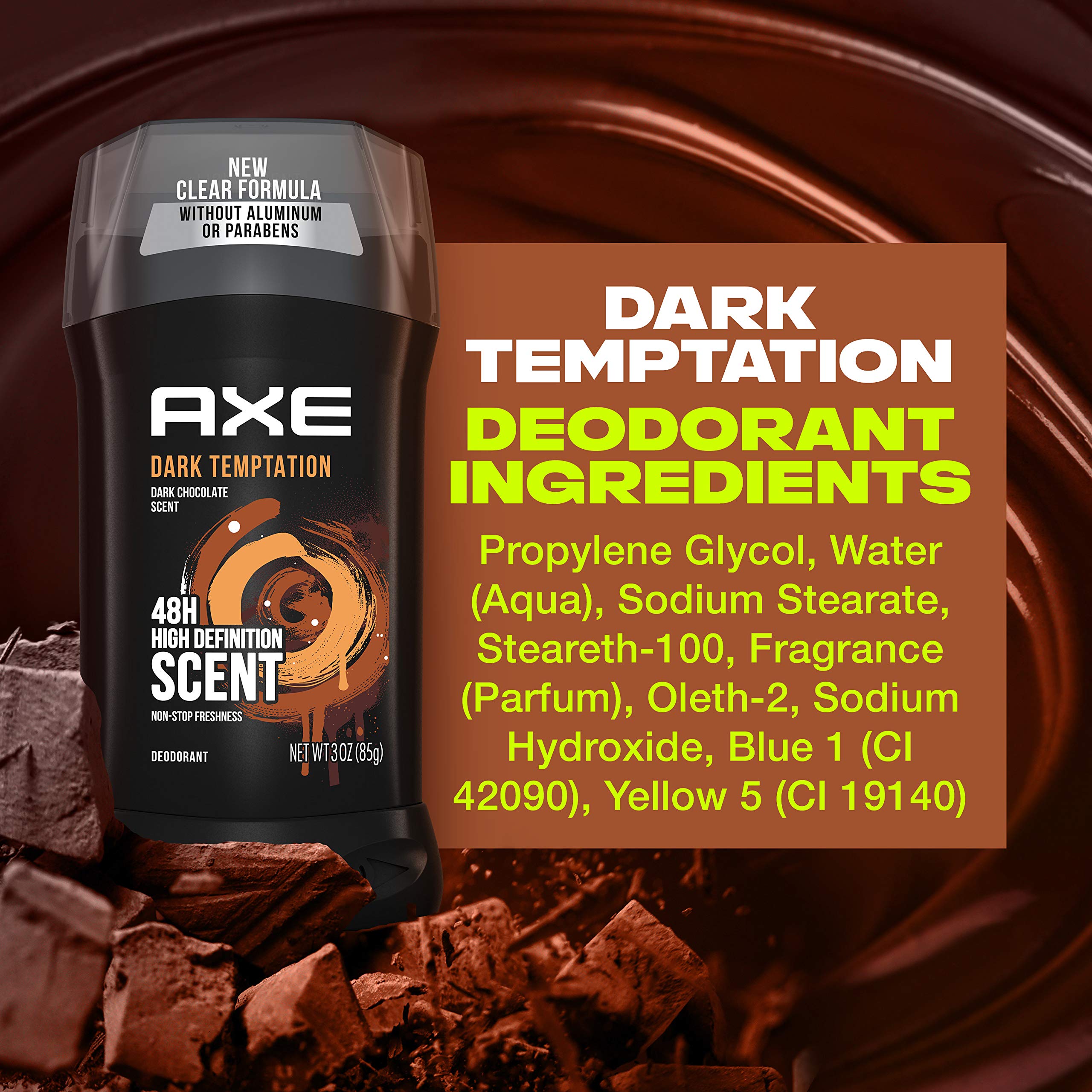 AXE Dark Temptation Deodorant Stick for Men – 48h Odor Protection, Aluminum-Free, 3.0oz