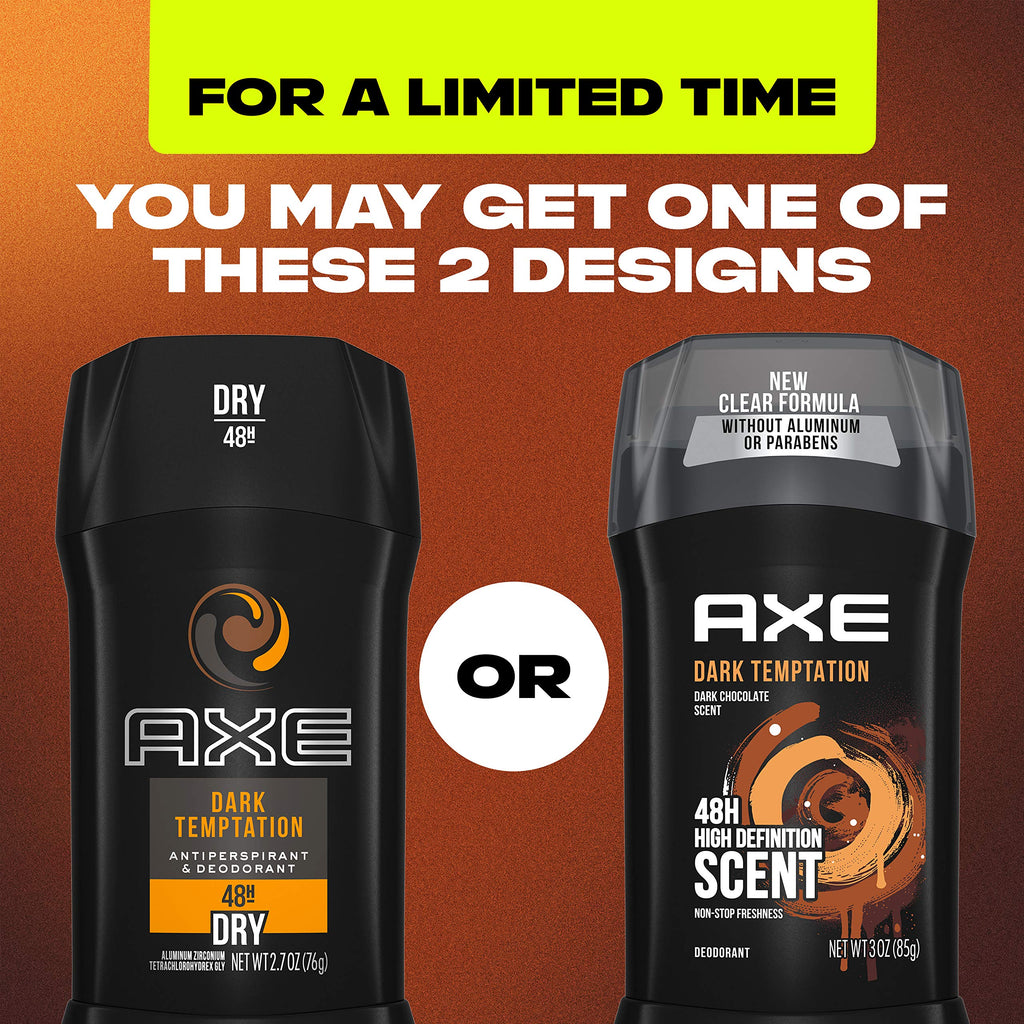 AXE Dark Temptation Deodorant Stick for Men – 48h Odor Protection, Aluminum-Free, 3.0oz