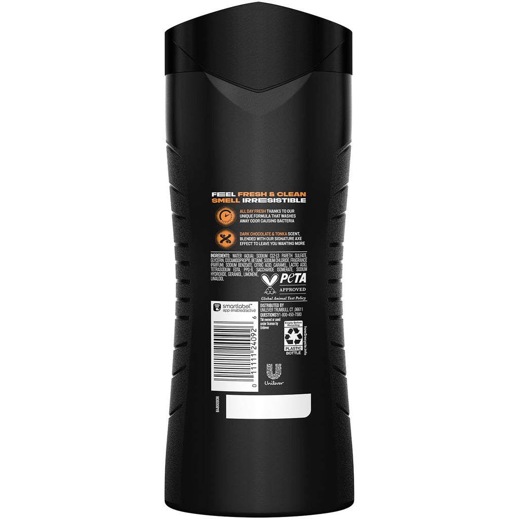 AXE Dark Temptation Body Wash 3-Pack – 12-Hour Fresh Chocolate Scent, 16 oz Each