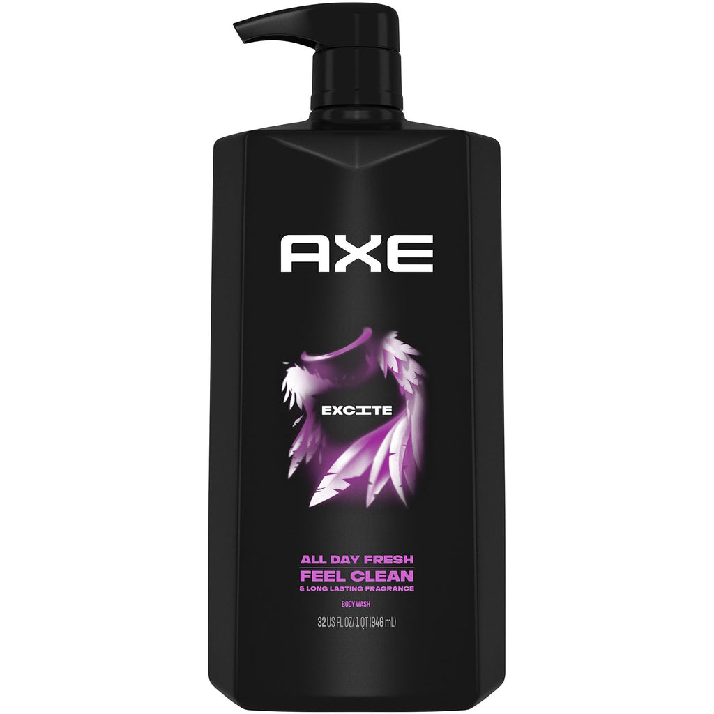 AXE Excite Men’s Body Wash – 32oz, 12H Fresh Coconut Scent, Pump Bottle