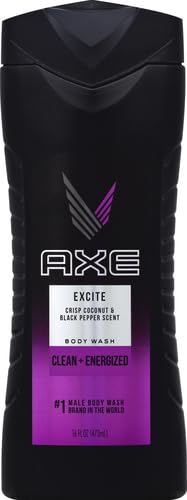 AXE Body Wash 12h Refreshing Scent Excite Crisp Coconut & Black Pepper, 16 oz