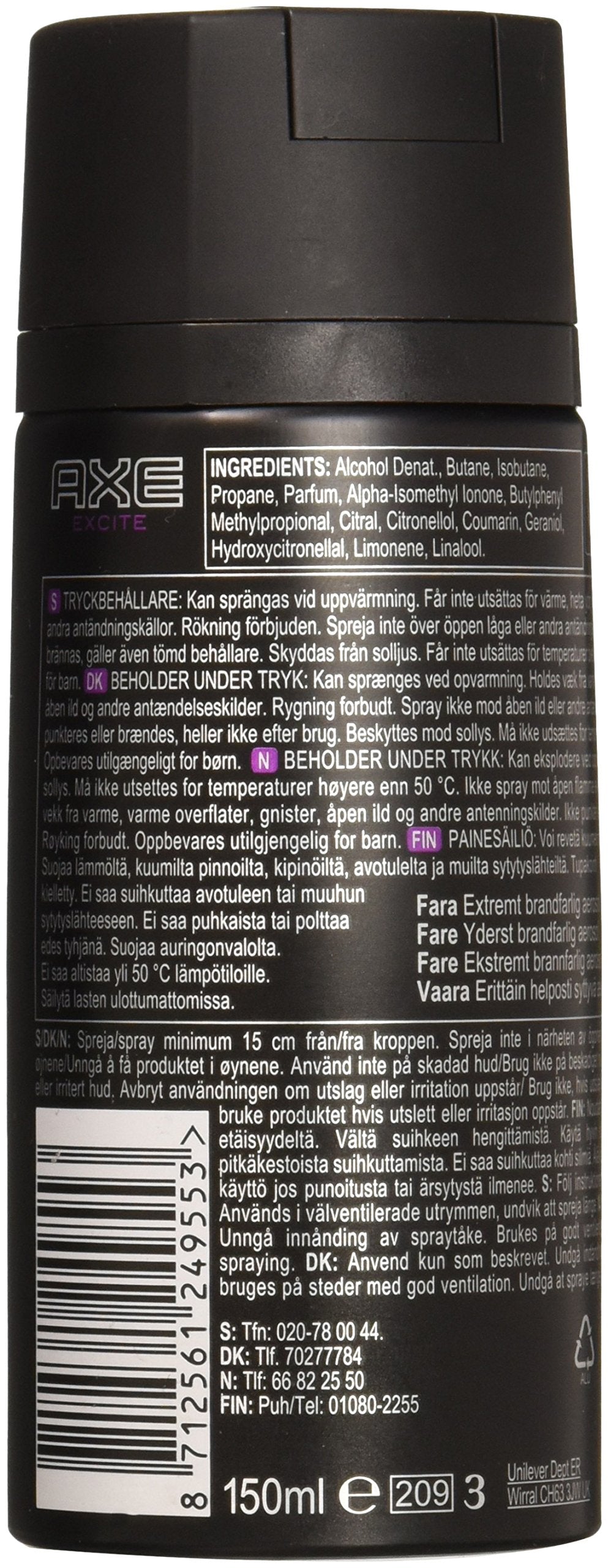 AXE Body Spray Excite – 6-Pack (6 x 150 ml / 5.07 oz)