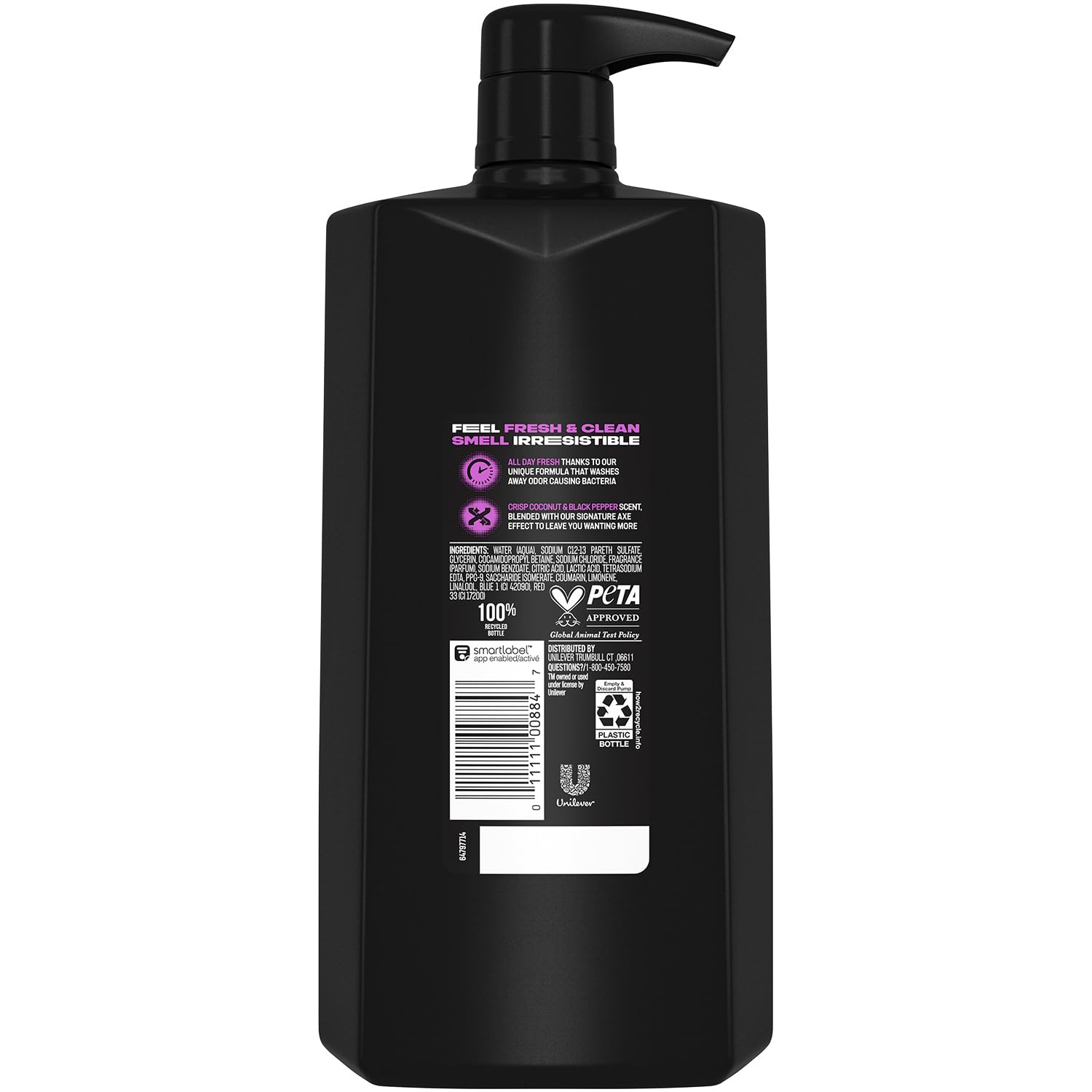 AXE Excite Men’s Body Wash – 32oz, 12H Fresh Coconut Scent, Pump Bottle