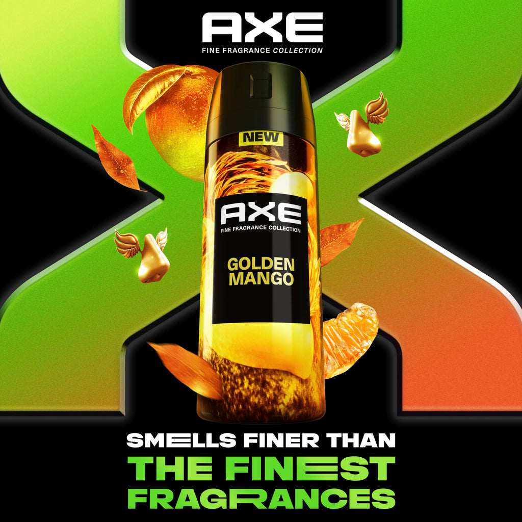 AXE Golden Mango Deodorant Body Spray – 3 Pack, 4 oz Each, 72H Odor Protection, Aluminum-Free