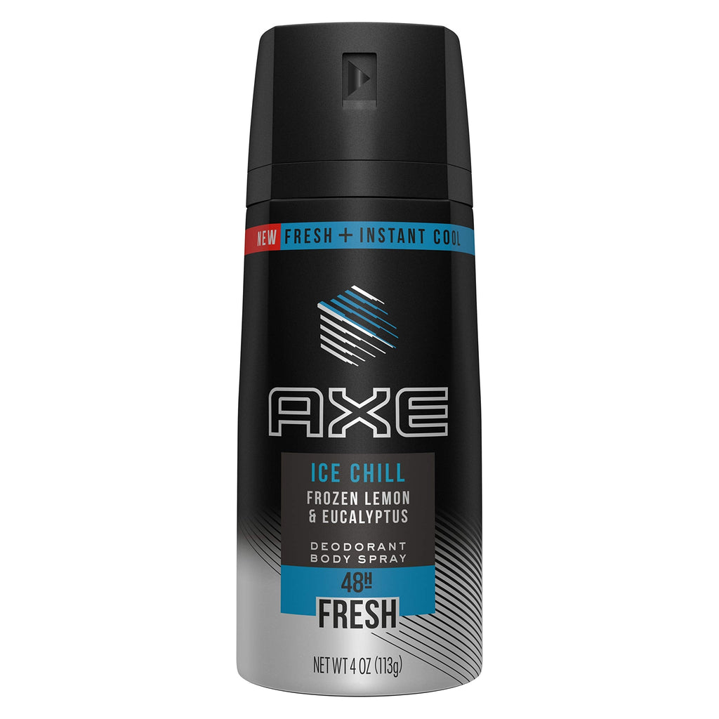 Axé Ice Chill Deodorant Body Spray – Frozen Lemon & Eucalyptus – 4 oz per Can, Pack of 3