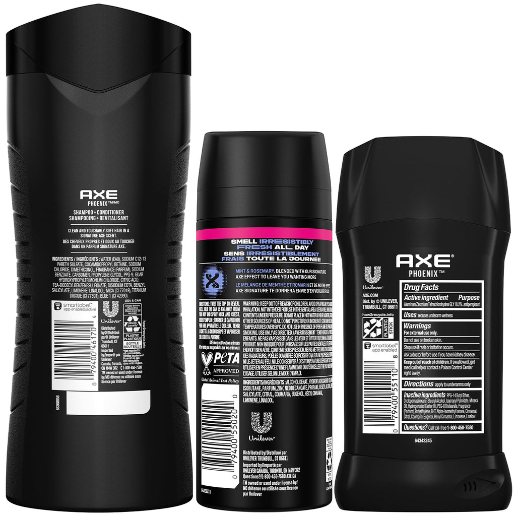 AXE Phoenix Grooming Bundle: 2-in-1 Shampoo & Conditioner, Body Spray, Deodorant