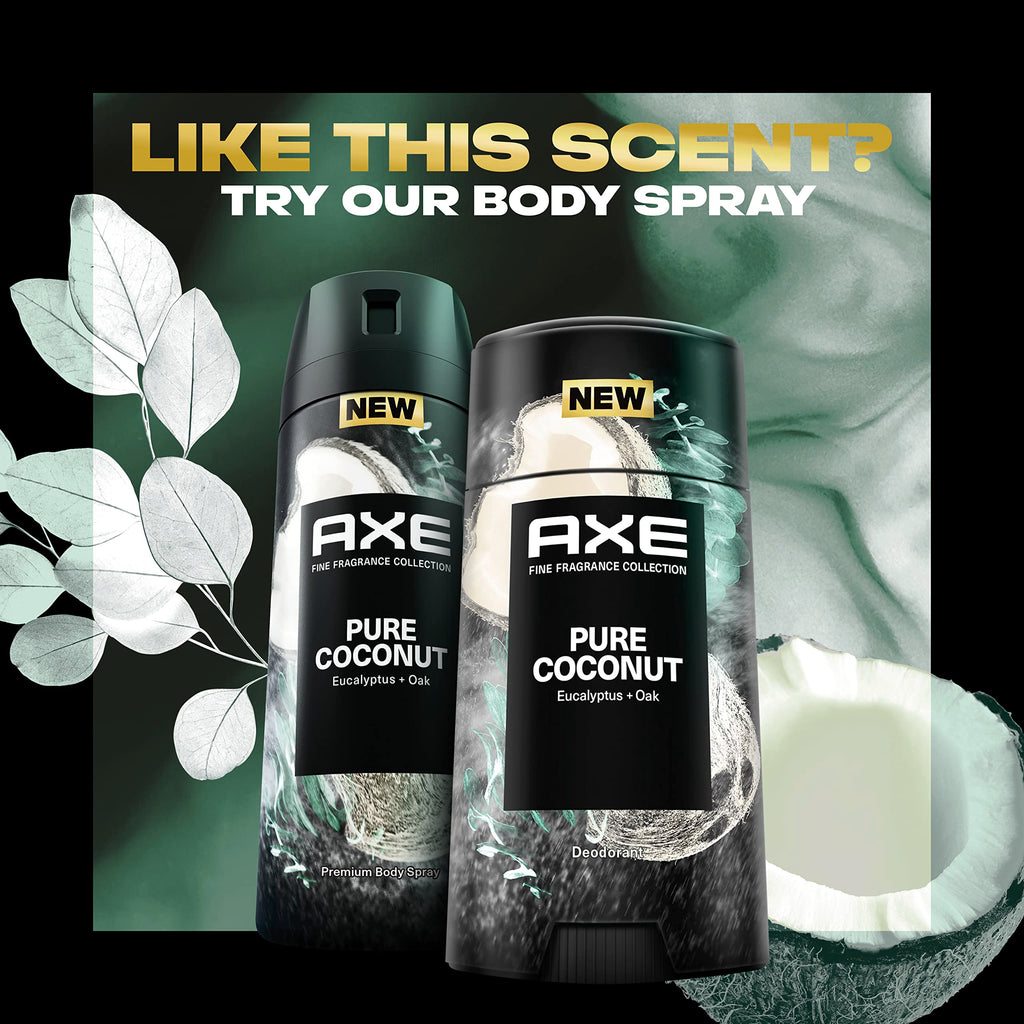 AXE Fine Fragrance Collection Pure Coconut Deodorant Stick – 4-Pack, 2.6 oz Each, 48H Freshness & Odor Protection