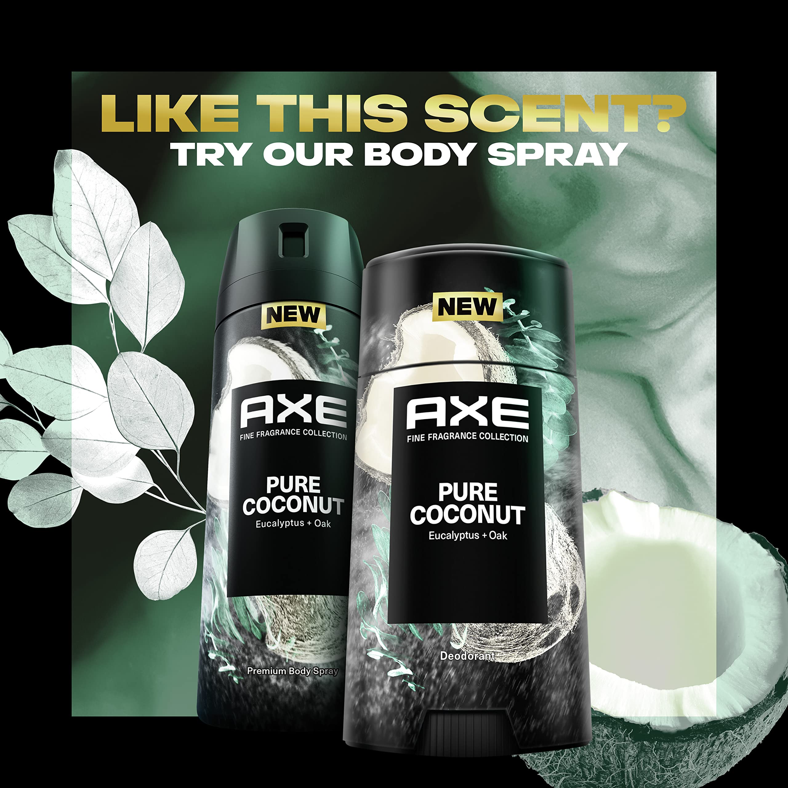 AXE Fine Fragrance Collection Pure Coconut Deodorant Stick – 4-Pack, 2.6 oz Each, 48H Freshness & Odor Protection