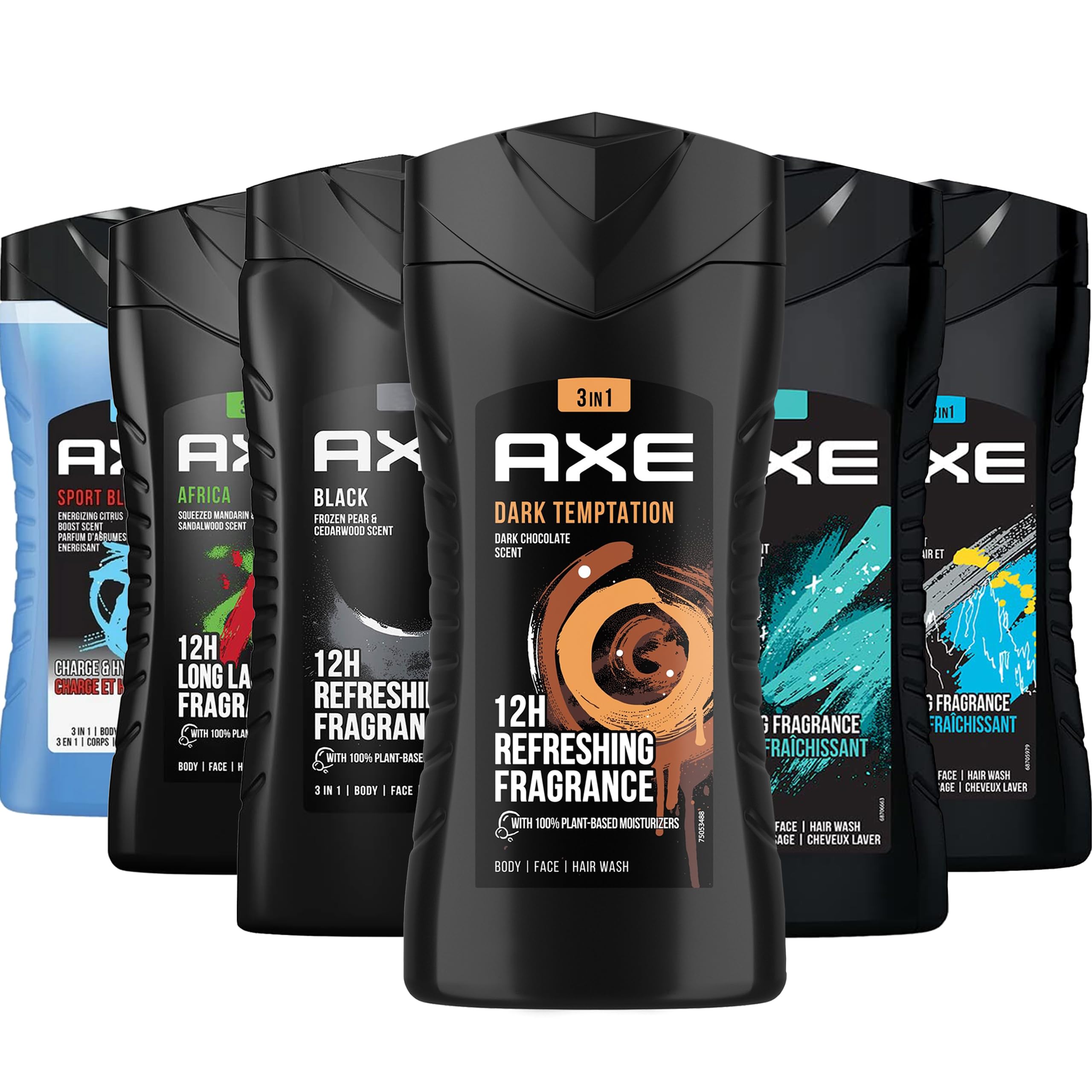 AXE Men's Body Wash Variety Set — 6 Pack, 8.5 oz Each, 3-in-1 Body, Face & Hair Wash