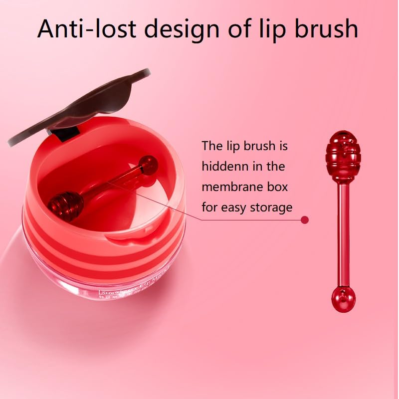 Axnzp 4-Piece Honey & Strawberry Lip Balm Pot Set – Moisturizing Lip Mask & Exfoliator