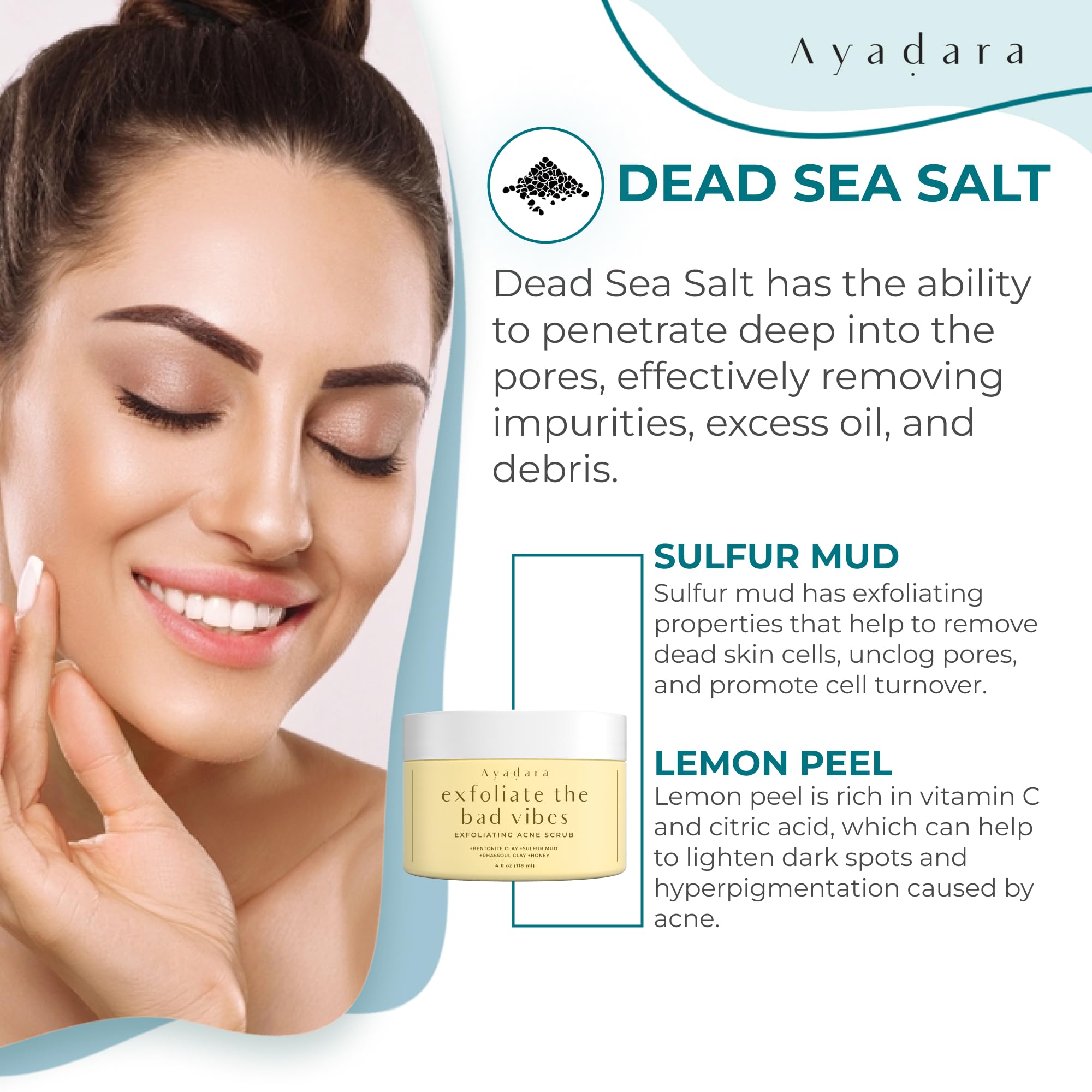 AYADARA Exfoliating Acne Scrub | 4 oz | Gentle Daily Facial Scrub for All Skin Types