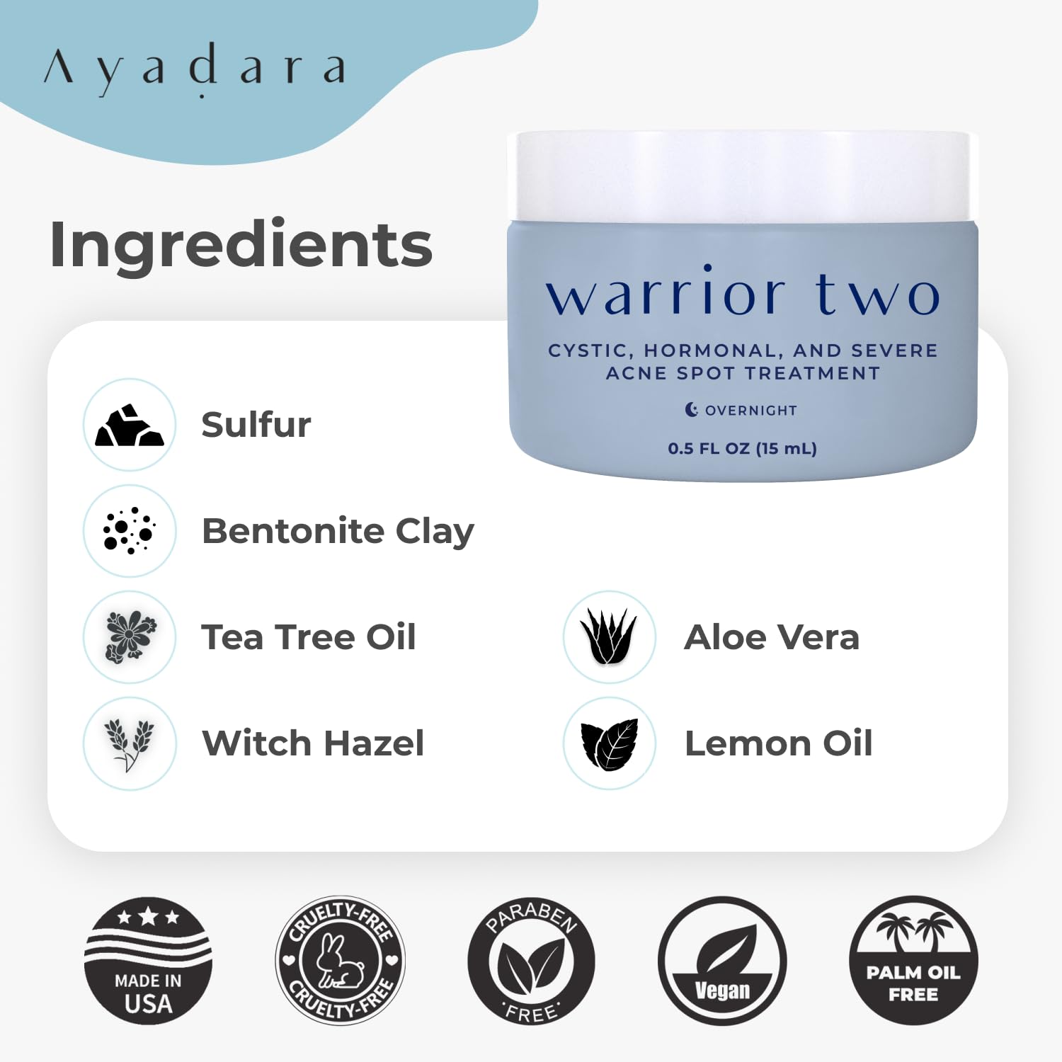 AYADARA Cystic Acne Spot Cream – Overnight Treatment for Hormonal Acne-Prone Skin | 120 Uses