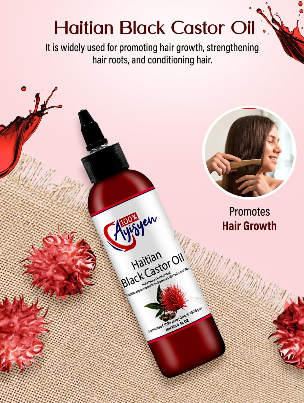 100% AYISYEN Haitian Black Castor Oil (Pack of 2) – Hair & Skin Care