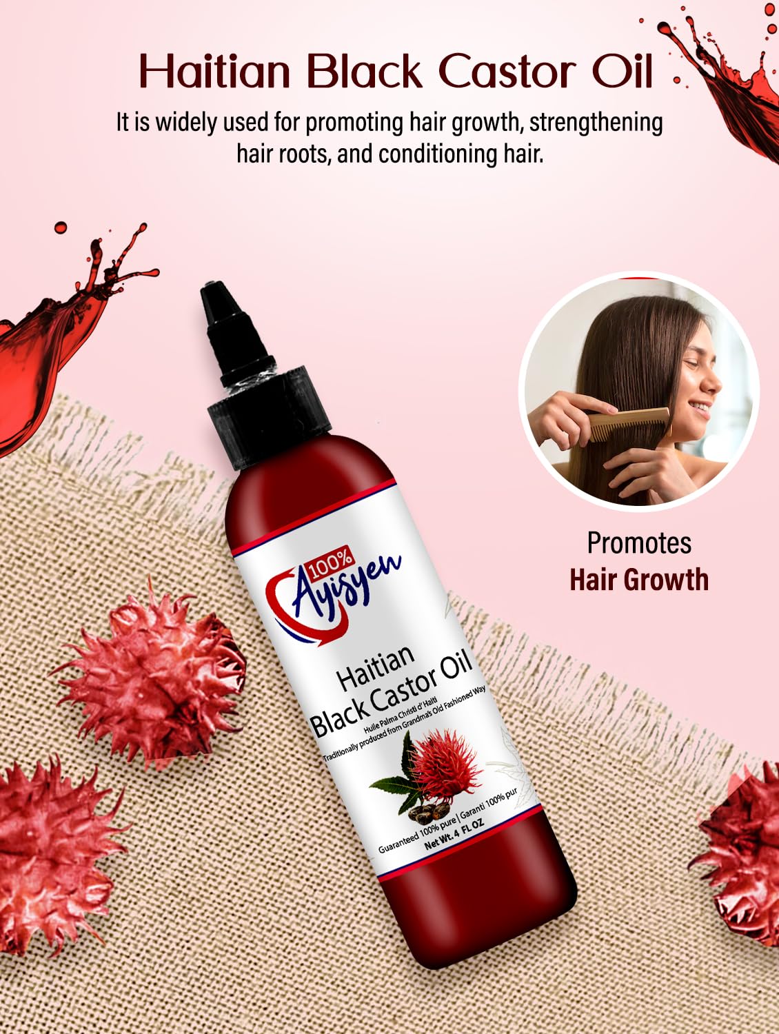 100% AYISYEN Haitian Black Castor Oil (Pack of 2) – Hair & Skin Care