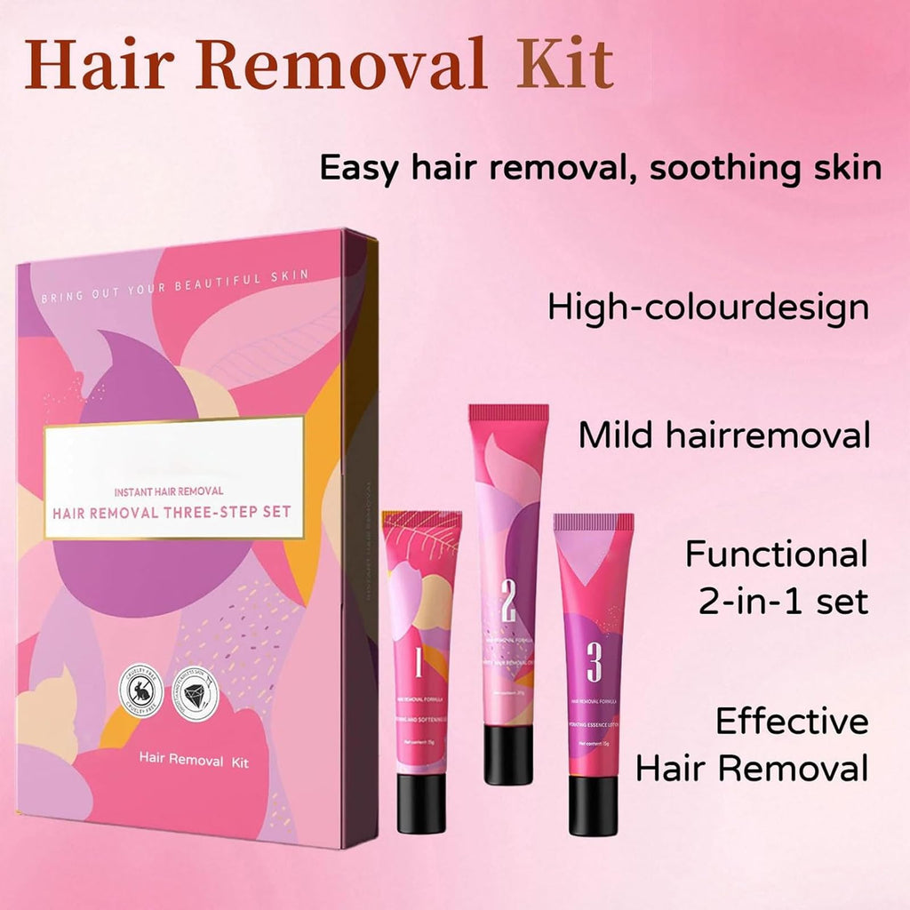 Ayland Hair Remover Cream for Face – Gentle 3-Step Kit with Gel & Hydration Lotion