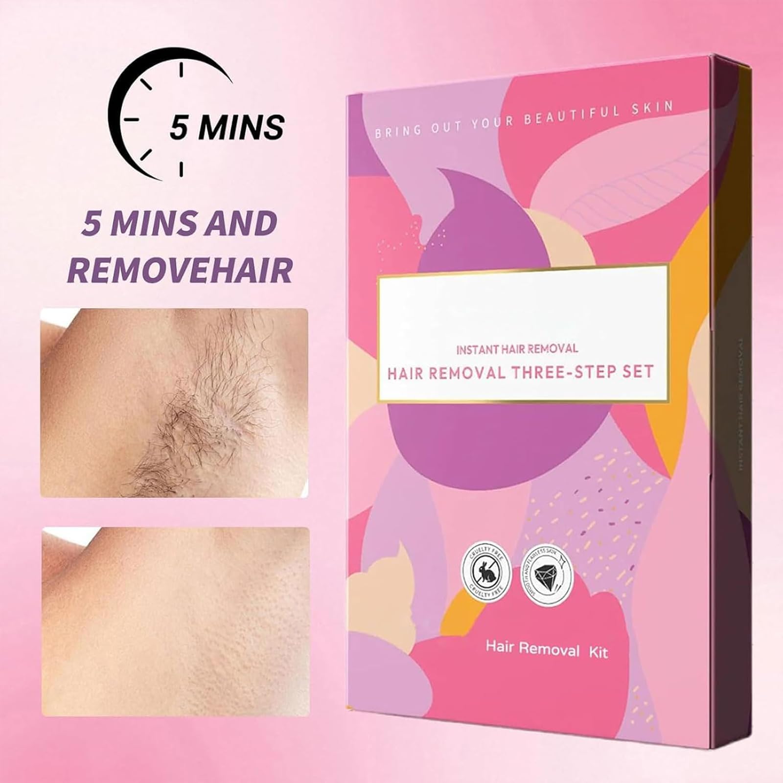 Ayland Hair Remover Cream for Face – Gentle 3-Step Kit with Gel & Hydration Lotion
