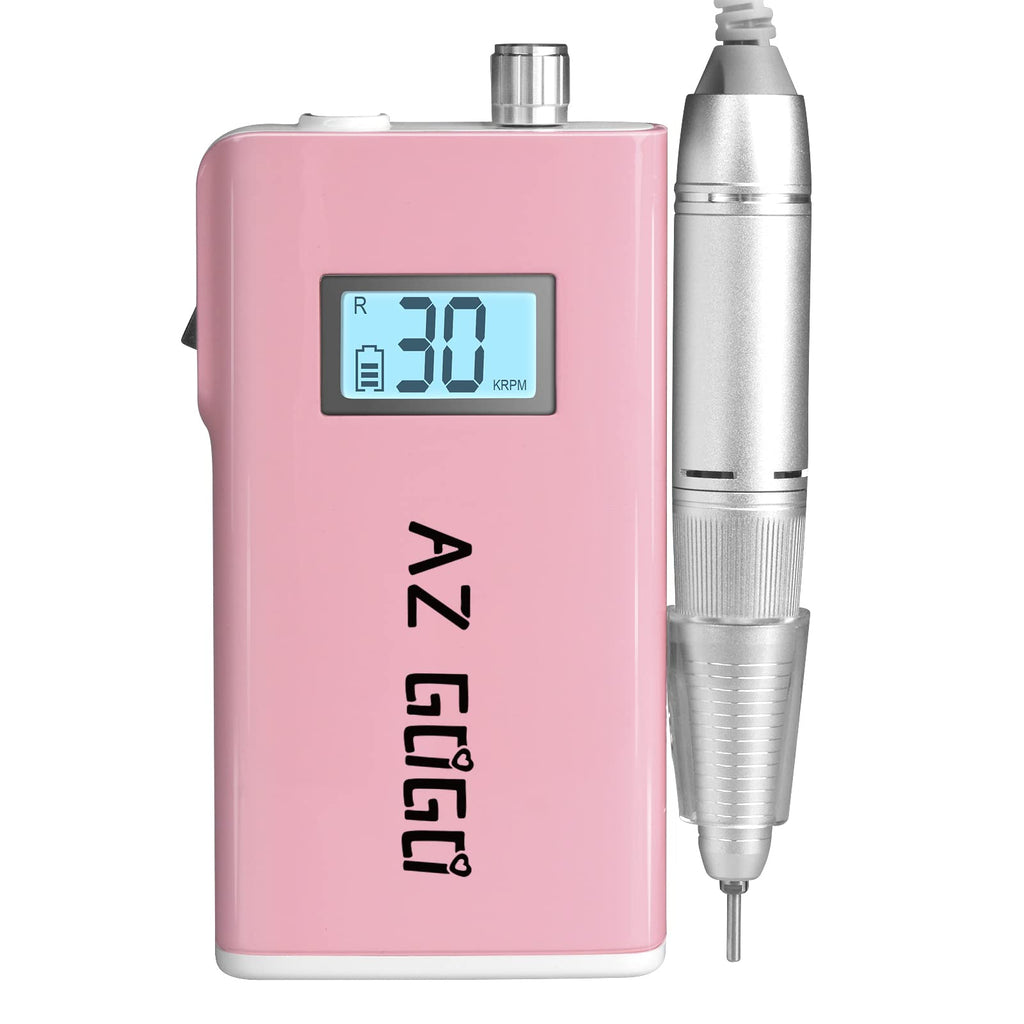 AZ GOGO 30000RPM Rechargeable Nail Drill – Cordless Portable with LCD Display (Pink)