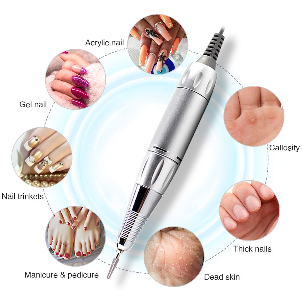 AZ GOGO 30000RPM Portable Nail Drill - Rechargeable Efile for Acrylic & Gel Nails (Blue)