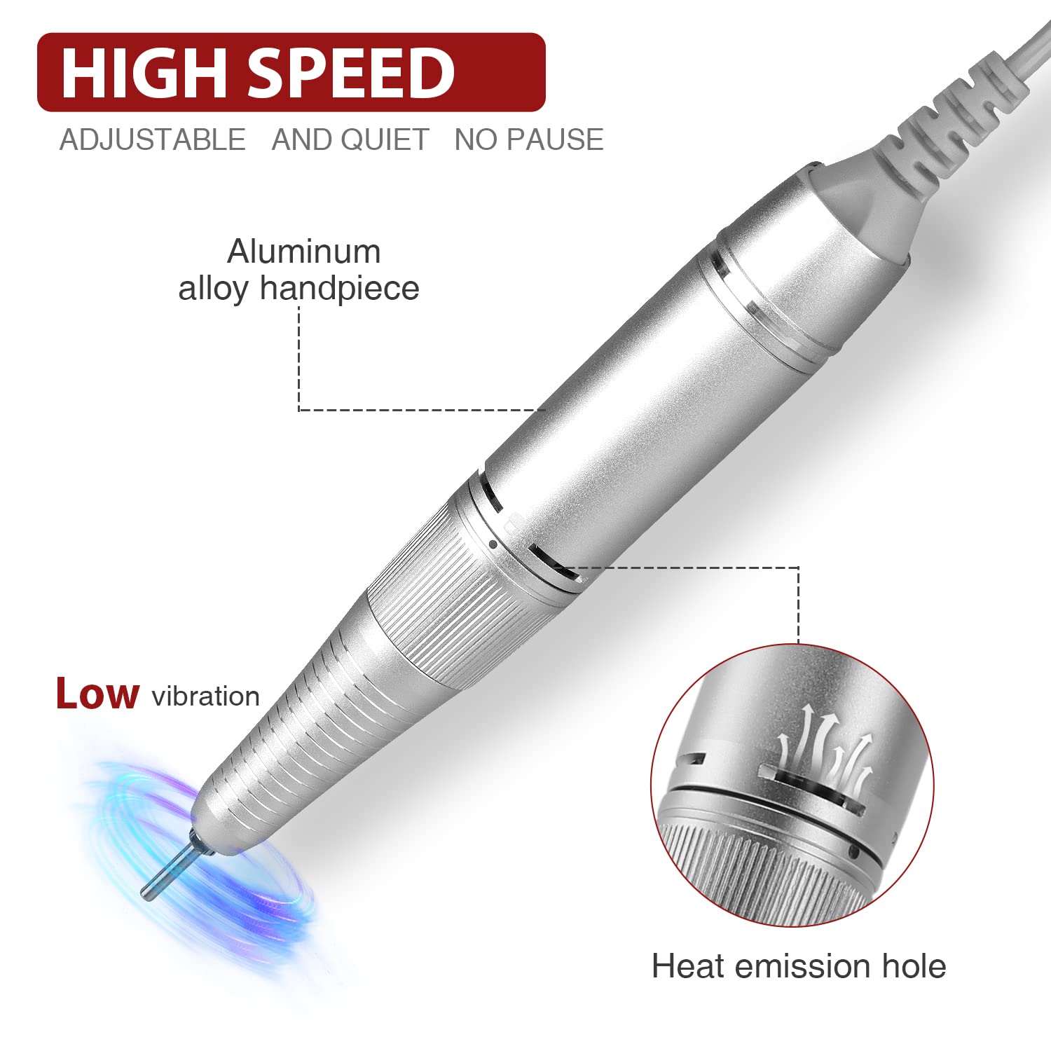 AZ GOGO Nail Drill Machine 30000RPM – Rechargeable Portable for Acrylic & Gel Nails