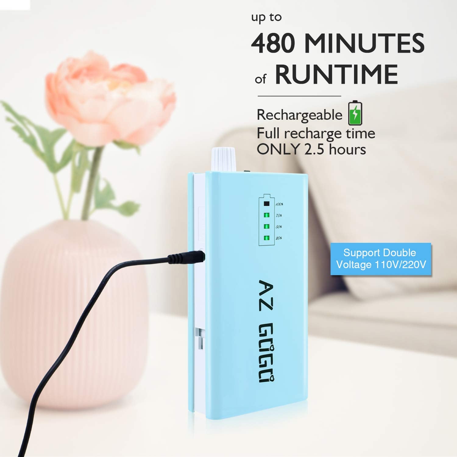 AZ GOGO 30000RPM Portable Nail Drill - Rechargeable Efile for Acrylic & Gel Nails (Blue)