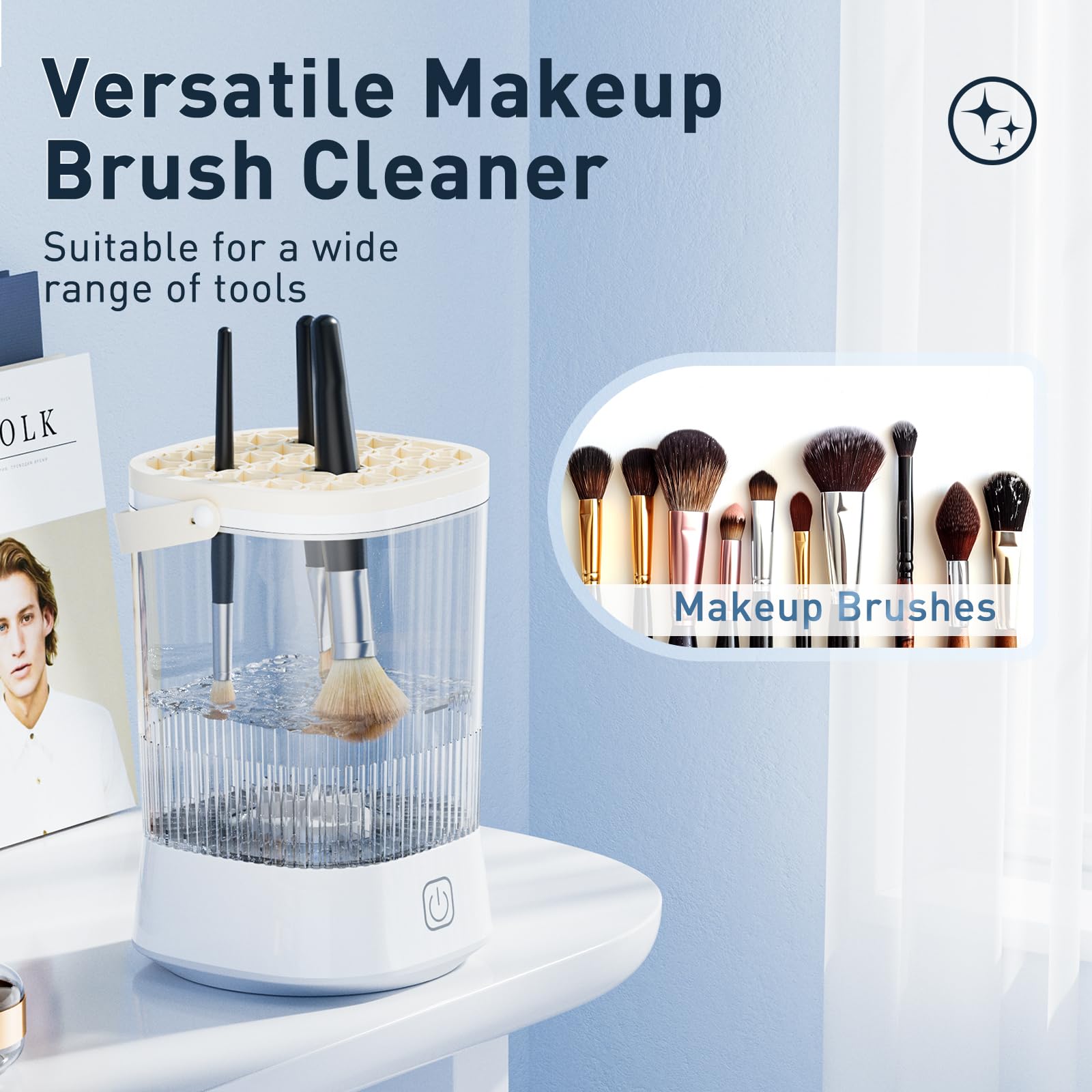Azang Electric Makeup Brush Cleaner — Portable USB Automatic Cleaner for Brushes & Sponges (22)