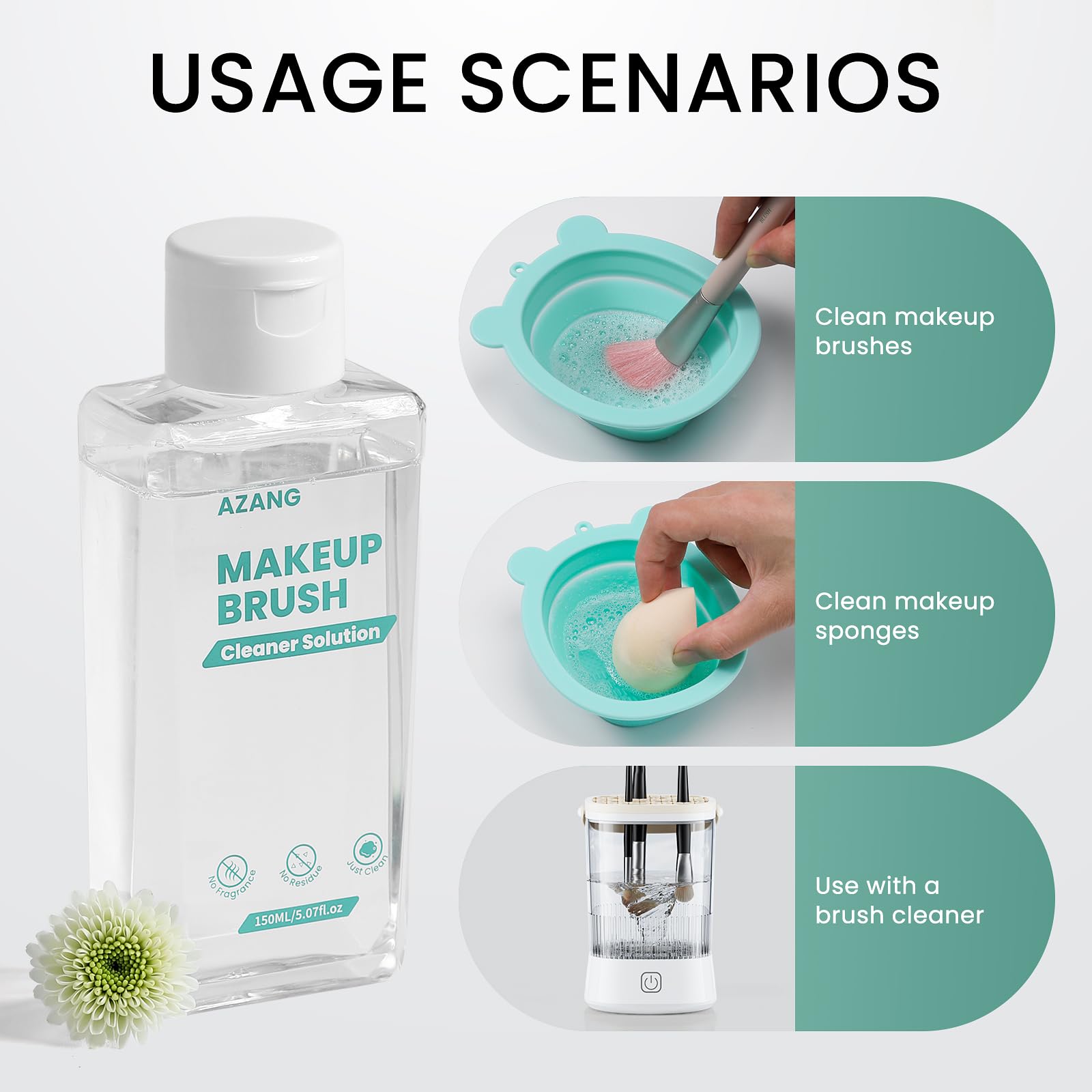 Azang Makeup Brush Cleaner 300ml – Deep Clean for Brushes, Sponges & Puffs | Gentle, Vegan & Cruelty-Free