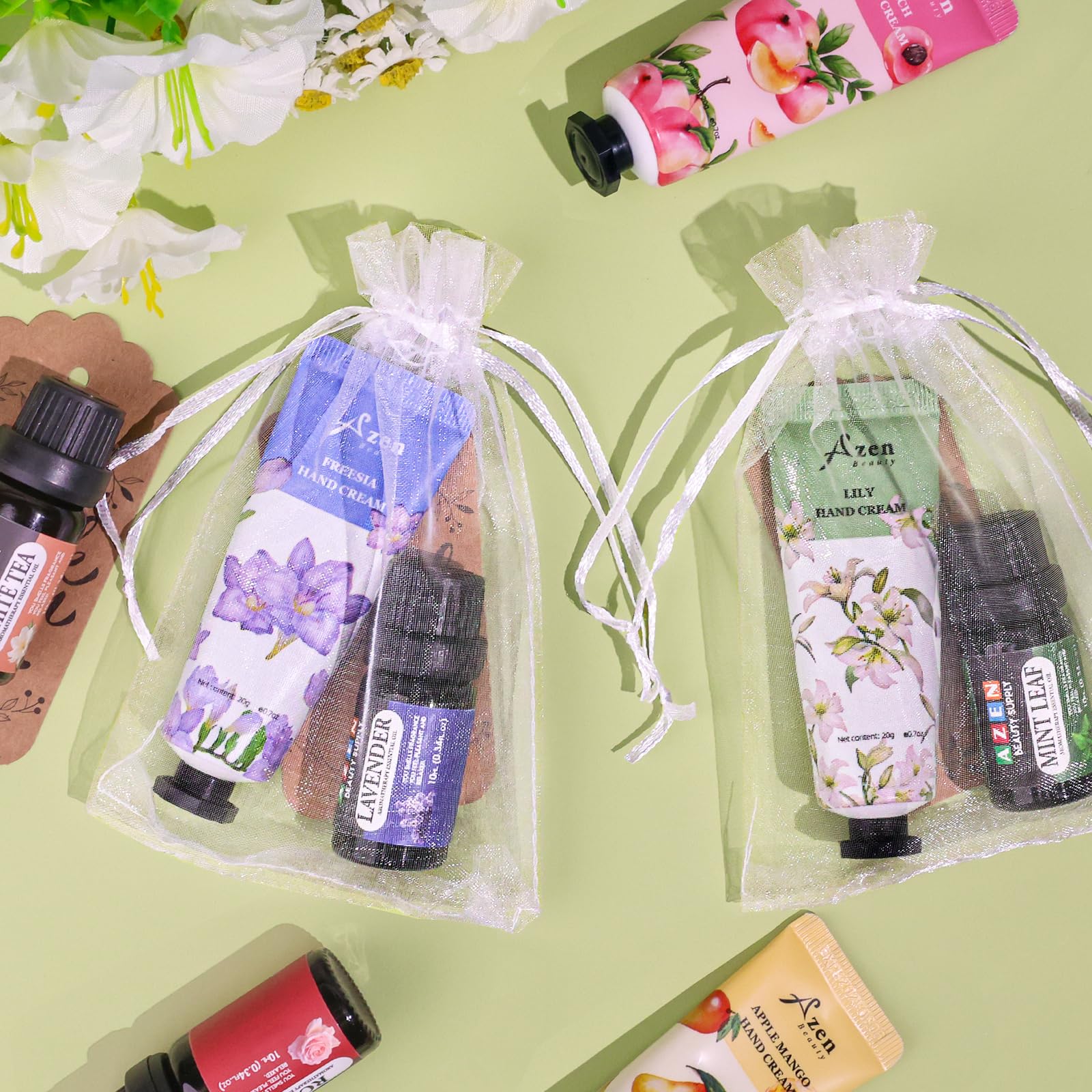 AZEN 30 Sets Bulk Gifts – Hand Cream & Essential Oils Gift Set for Guests & Weddings