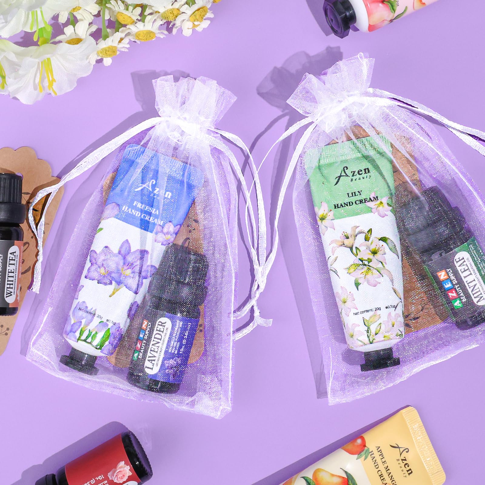 AZEN 30 Sets Bulk Gifts – Hand Cream & Essential Oils Gift Set for Guests & Weddings