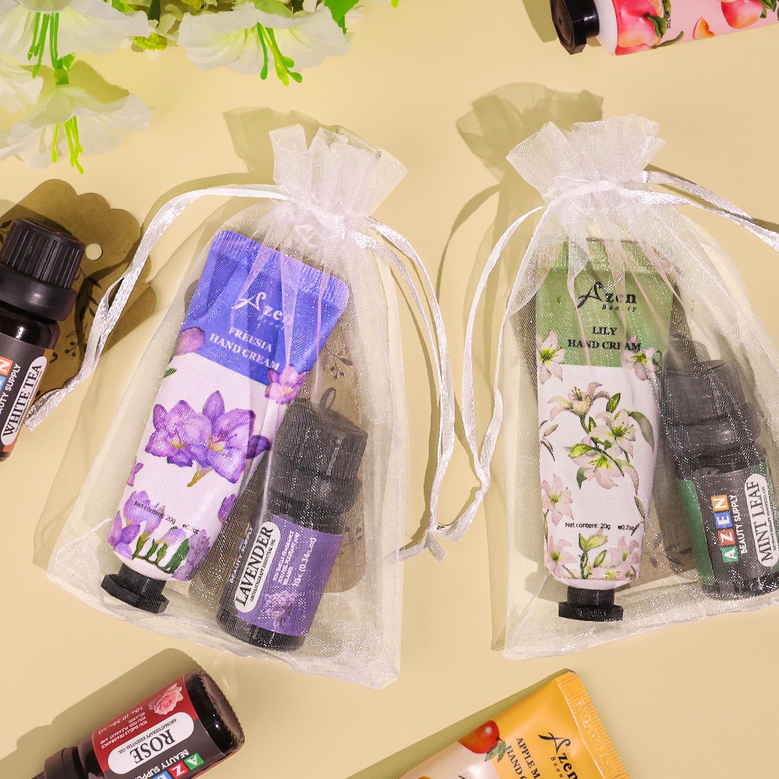 AZEN 30 Sets Bulk Gifts – Hand Cream & Essential Oils Gift Set for Guests & Weddings