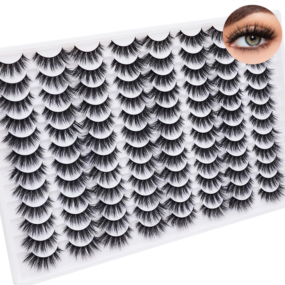 Azenlo False Eyelashes 48 Pairs – 14mm Wispy 3D Cat Eye Lashes