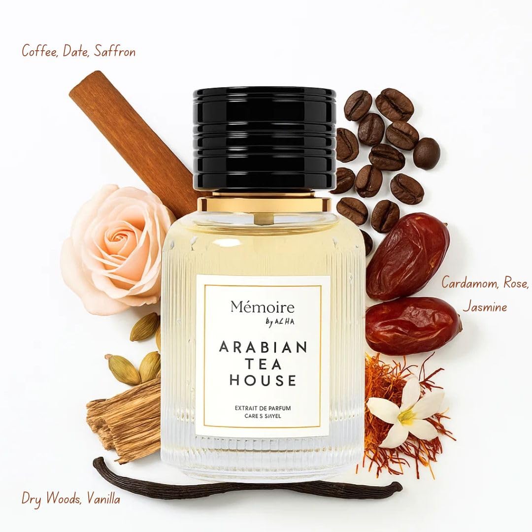 Azha Arabian Tea House Extrait de Parfum 100 ml – Long-Lasting Women’s Perfume with Saffron, Jasmine & Vanilla