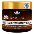 Azmera Beauty 100% Grass-Fed Beef Tallow Balm with Manuka Honey MGO263+ — Handmade Moisturizer for Dry Skin