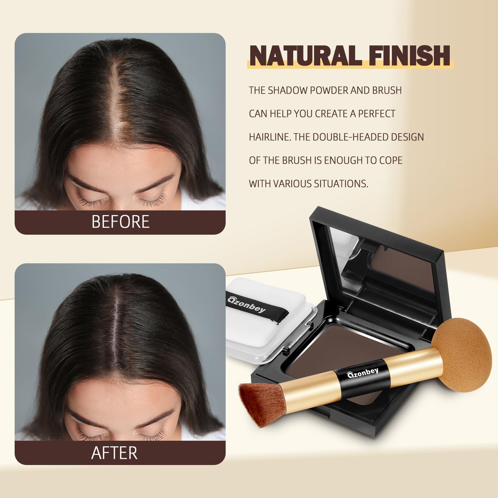 Azonbey Root Touch Up Powder — Instant Grey Coverage, Water-Sweat Resistant, Cruelty-Free